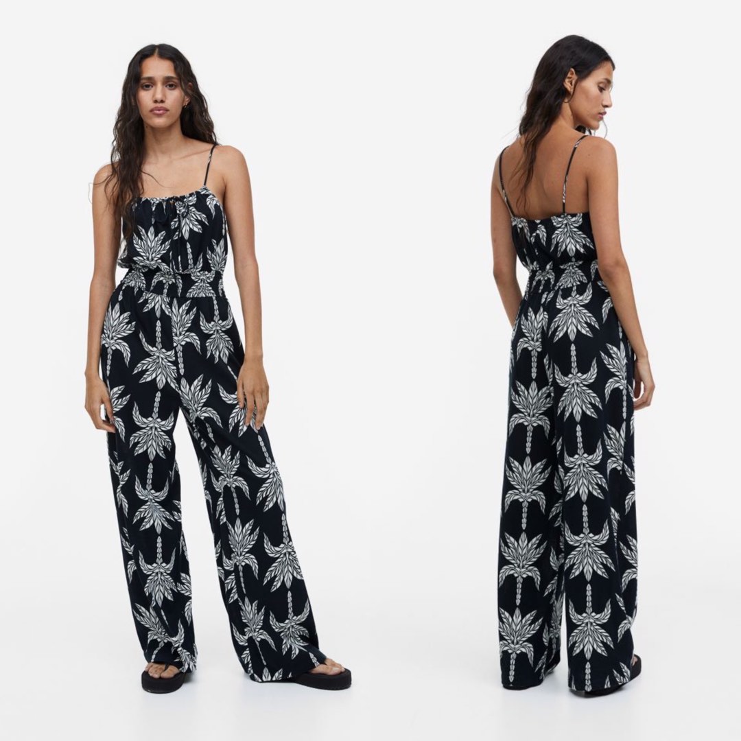 SUPER SALE H M Smocked waist jumpsuit xs small medium large xl Women s Fashion Dresses Sets Jumpsuits on Carousell