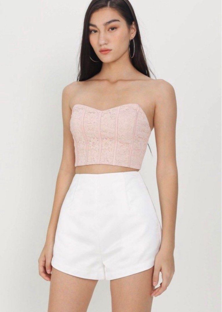 SUPERGURL Slay Satin Shorts White S