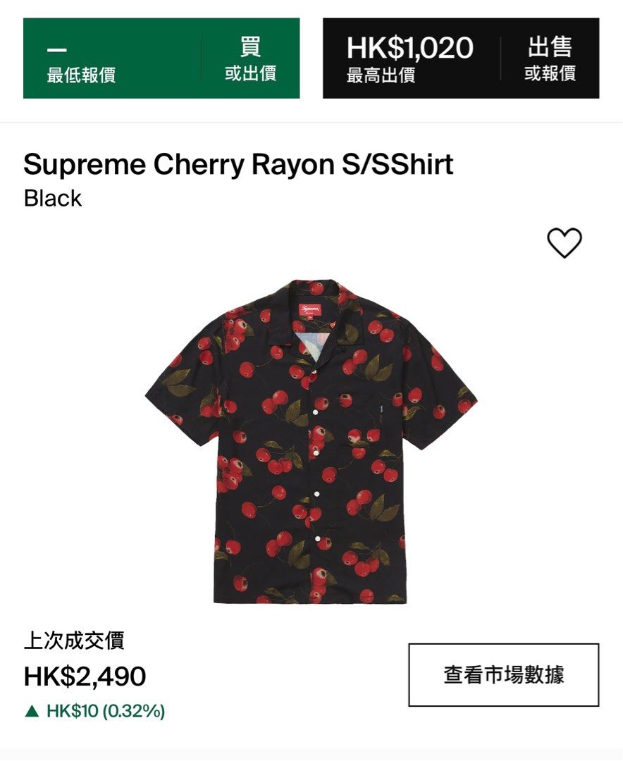 Supreme Cherry Rayon SS19 Shirt, 名牌, 服裝- Carousell