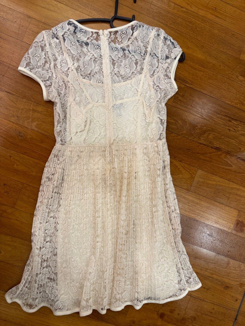 Topshop cream top lace dress