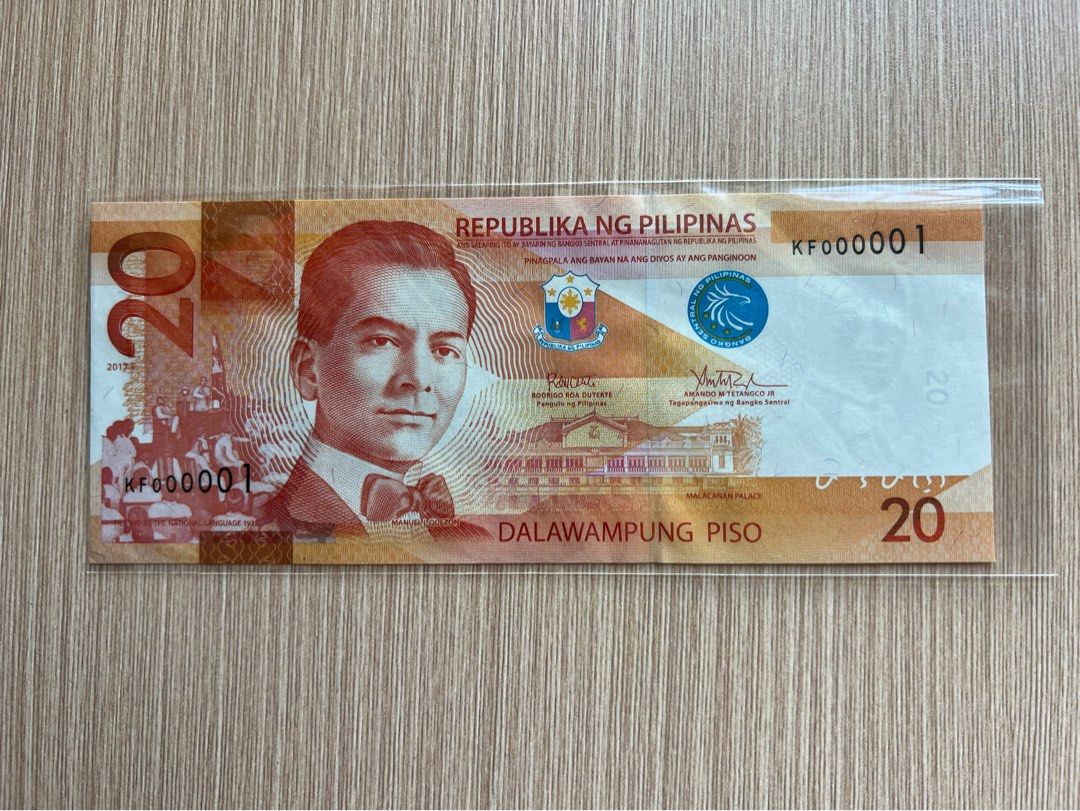 菲律賓UNC20比索000001, 名牌, 飾物及配件- Carousell