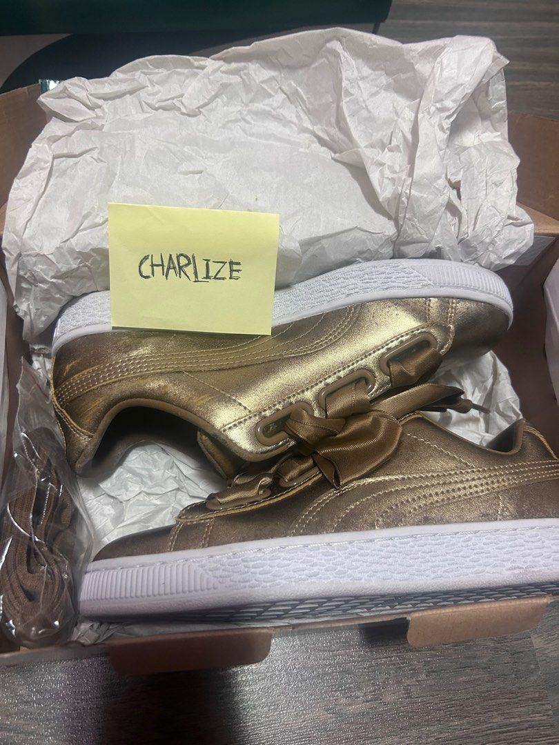 Puma basket heart best sale mens gold