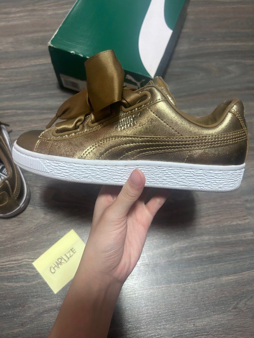 US Wn s 5.5 Puma Basket Heart Luxe Ermine Women s Fashion