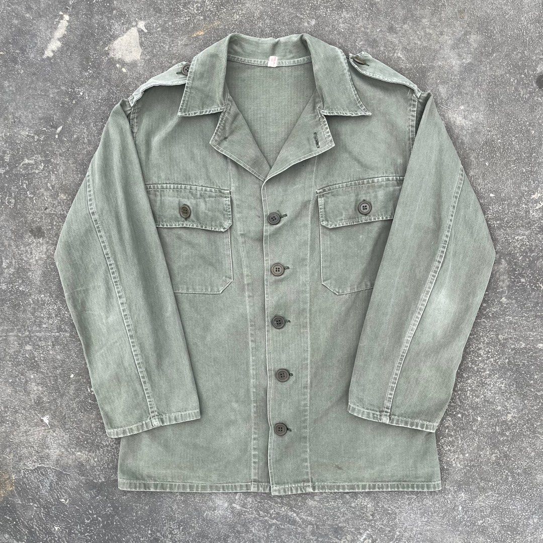 Vintage Portugese Military HBT Combat Shirt, Men's Fashion, Coats