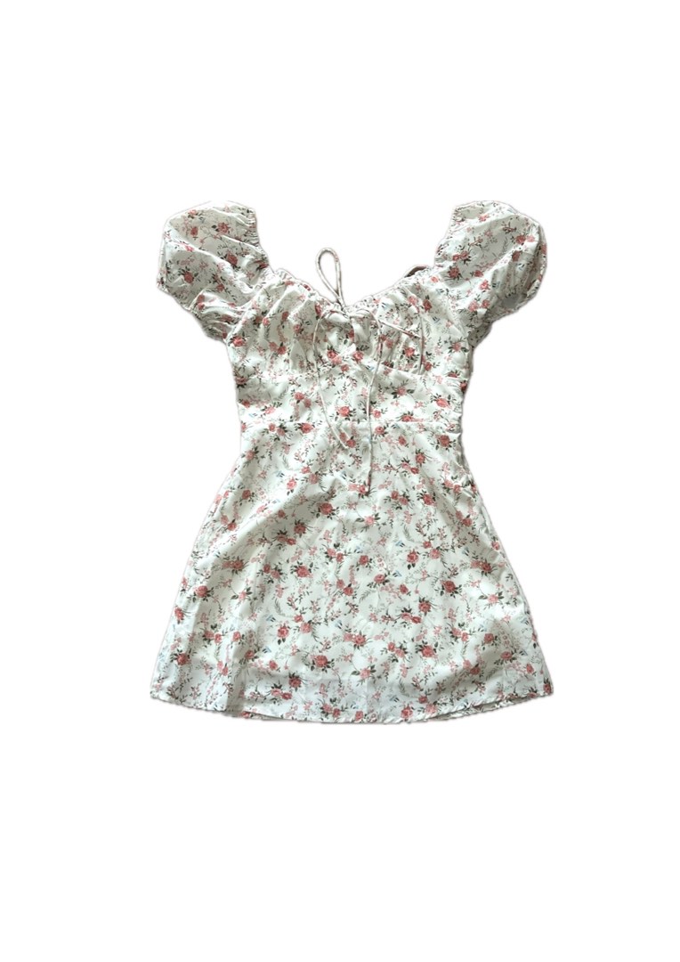 Floral Cut-Out Shirt Style Mini Dress - White main image 1