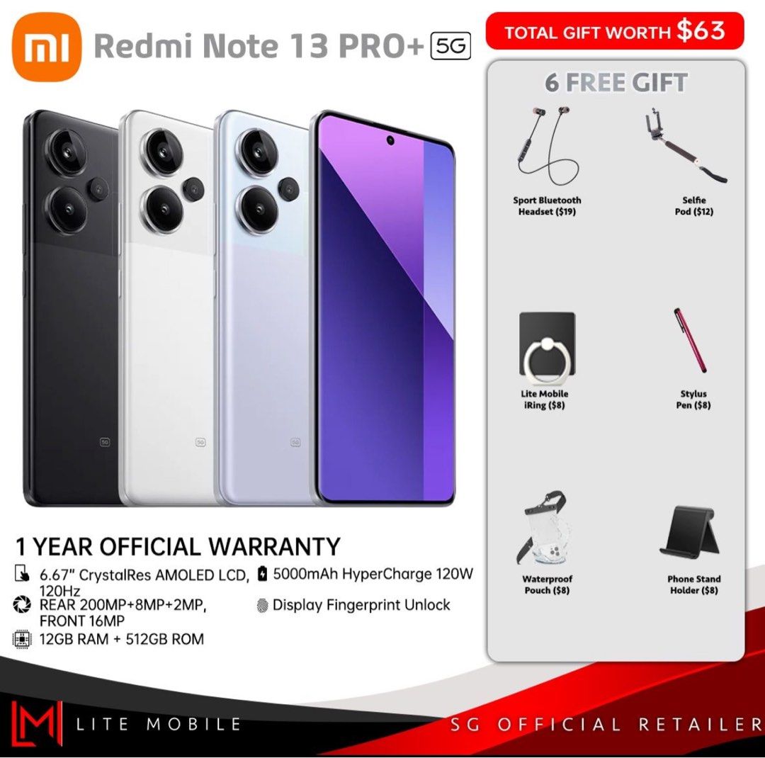 Xiaomi Redmi Note 13 Pro+ Plus 5G 512GB Black 512 GB, Mobile Phones &  Gadgets, Mobile Phones, Android Phones, Xiaomi on Carousell
