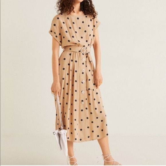 Mango black clearance polka dot dress