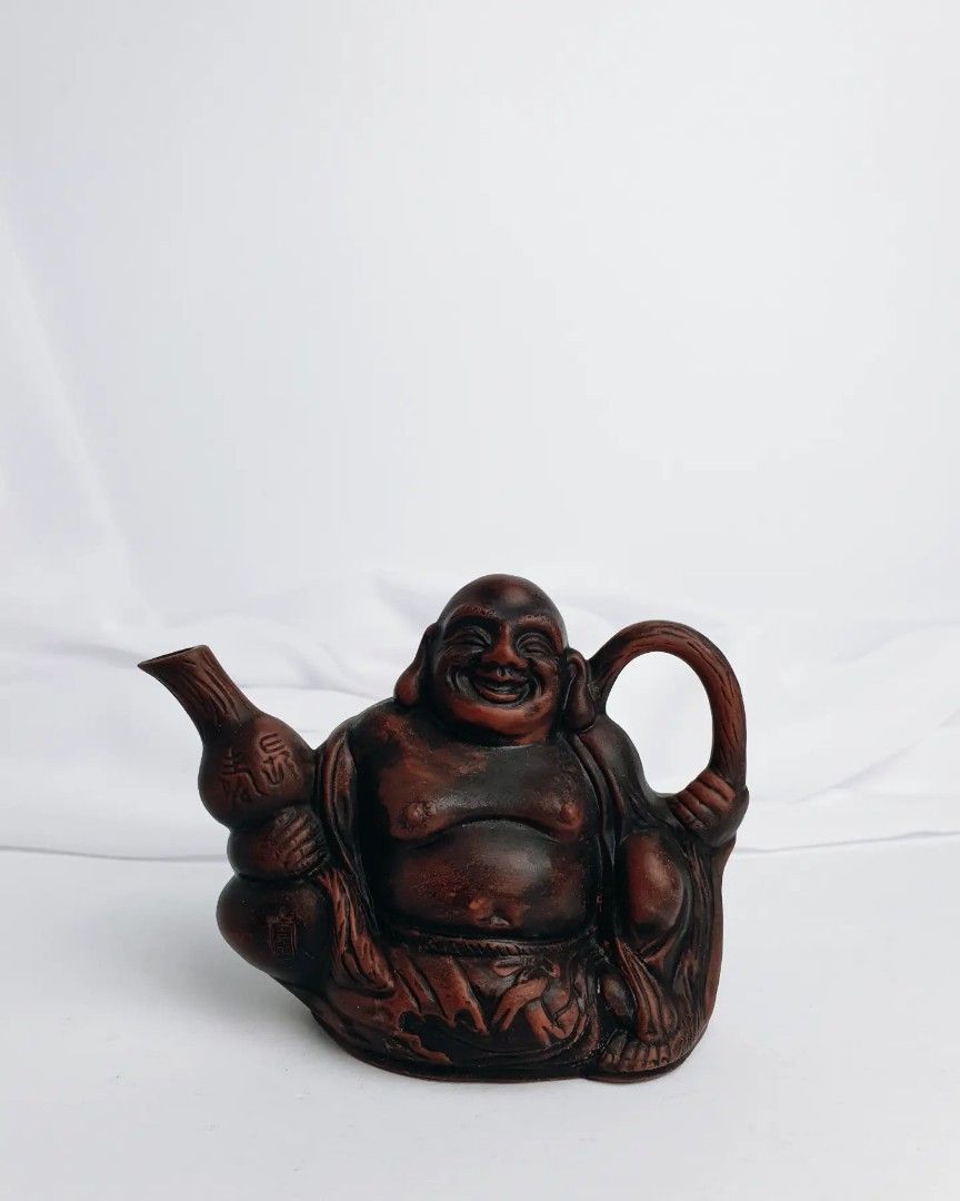 Yixing Pottery Teapot Rare Vintage Chinese Cadogan Smiling Buddha