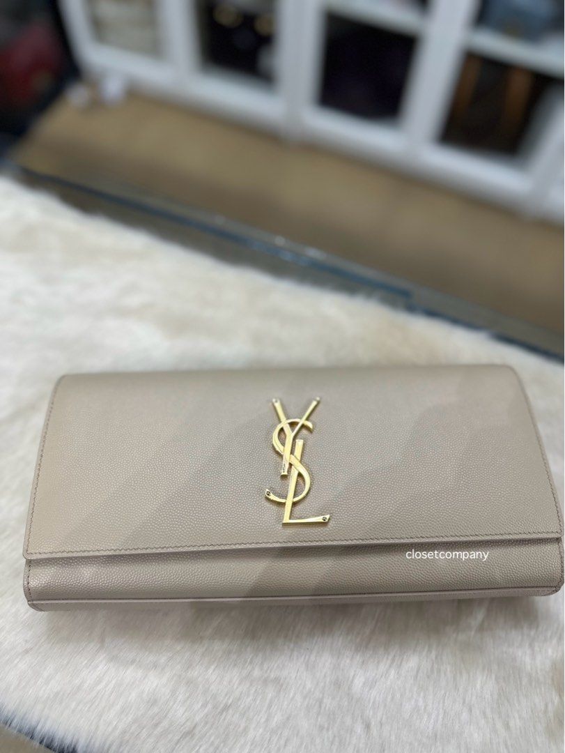 YSL Clutch Beige in Gold Hardware