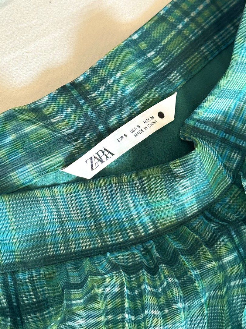 Green tartan skirt zara 2025