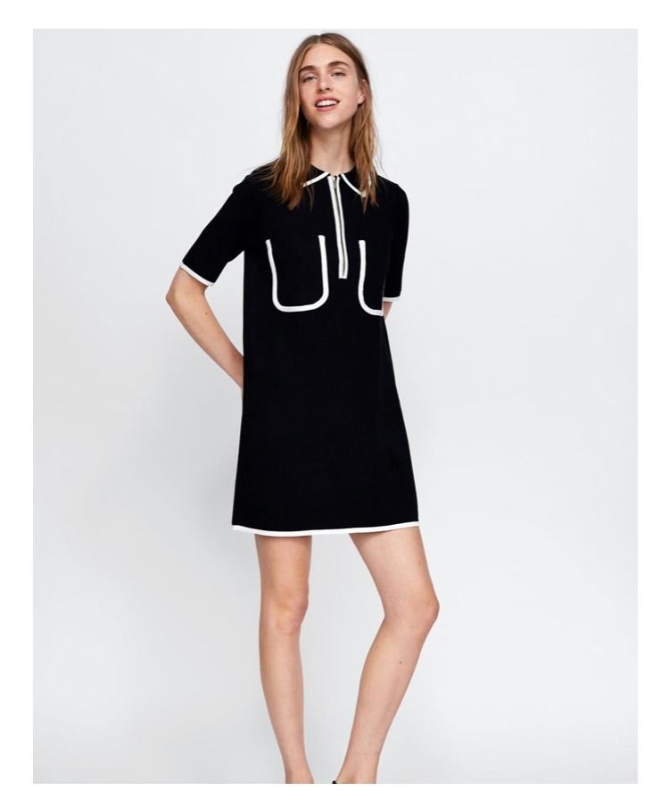 Zara Knit Polo Dress with Contrast Trims, Women's Fashion, Dresses & Sets,  Dresses on Carousell