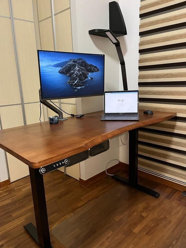 100 Solid Pine Wood Customizable Electric Ergonomic Standing Desk Ergo Modern Table Study Table Dining Table Adjustable Height Table Electric
