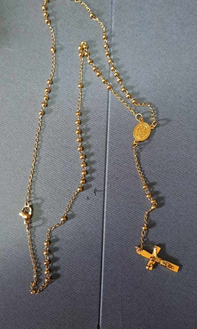 14k gold plated rosary necklace (Category: Necklaces) located in Quezon City. Submitted by cmvbbell5 (Listing ID 1280079401, Image 1). Description: 14k gold plated rosary necklace From vatican.