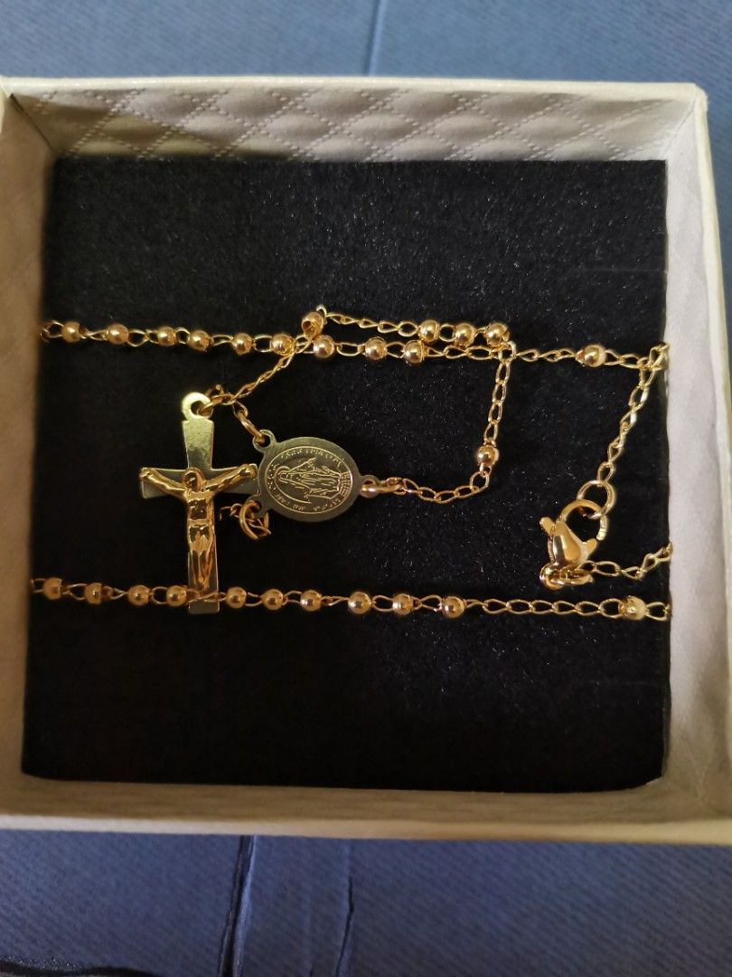 14k gold plated rosary necklace (Category: Necklaces) located in Quezon City. Submitted by cmvbbell5 (Listing ID 1280079401, Image 2). Description: 14k gold plated rosary necklace From vatican.
