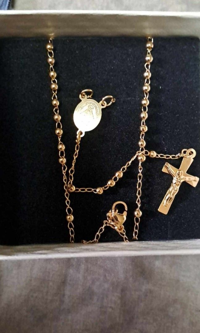 14k gold plated rosary necklace (Category: Necklaces) located in Quezon City. Submitted by cmvbbell5 (Listing ID 1280079401, Image 3). Description: 14k gold plated rosary necklace From vatican.