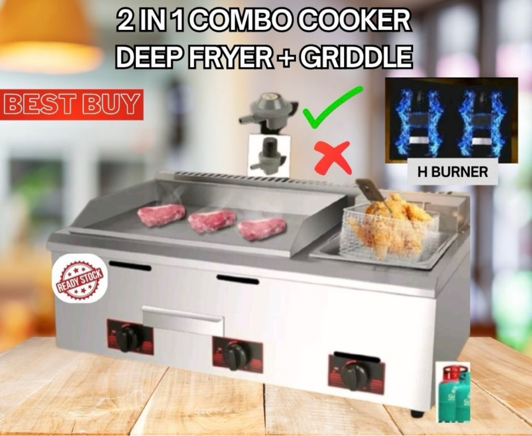 2 in 1 GAS GRILL + DEEP FRYER BURGER & STEAK 2 in 1 COMBO, TV & Home