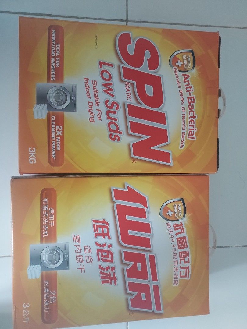 2 x Spin powder laundry detergent 3kg, Furniture & Home Living