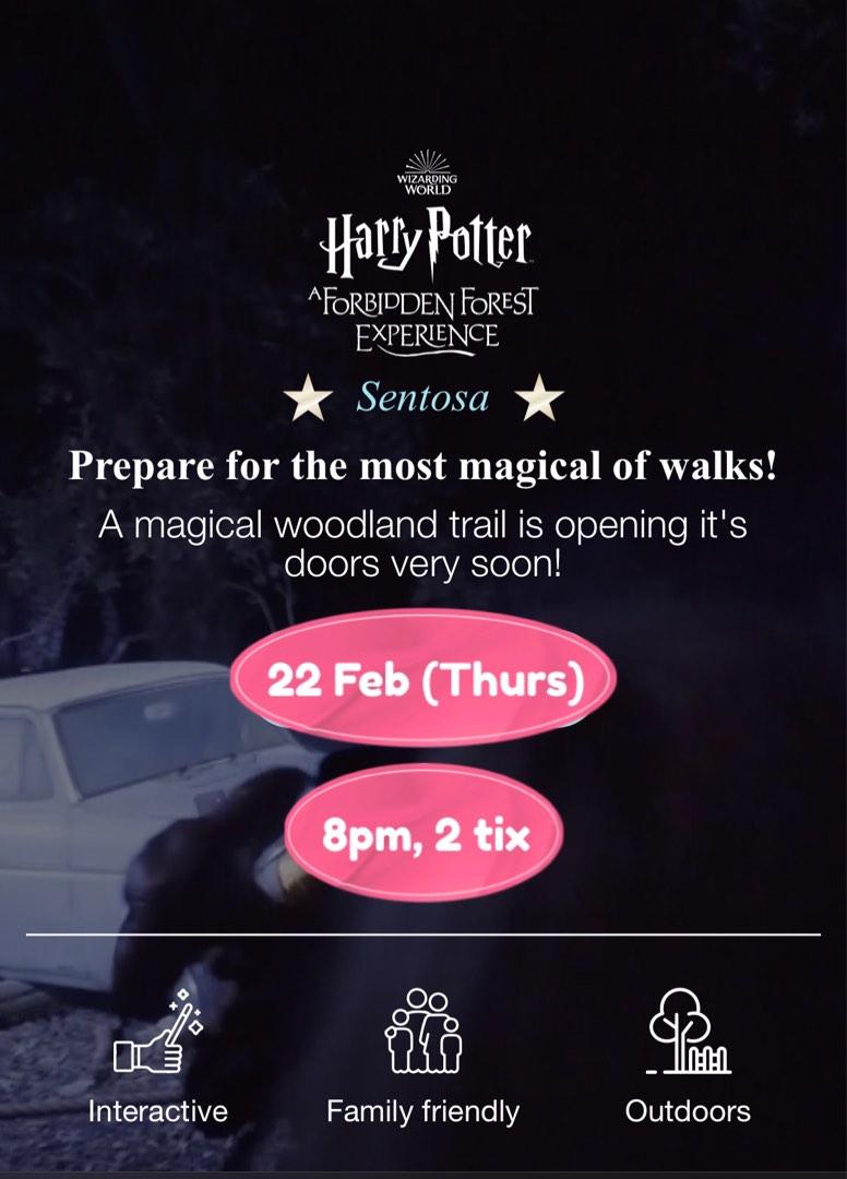 2x Harry Potter Forbidden Forest, Tickets & Vouchers, Event Tickets on