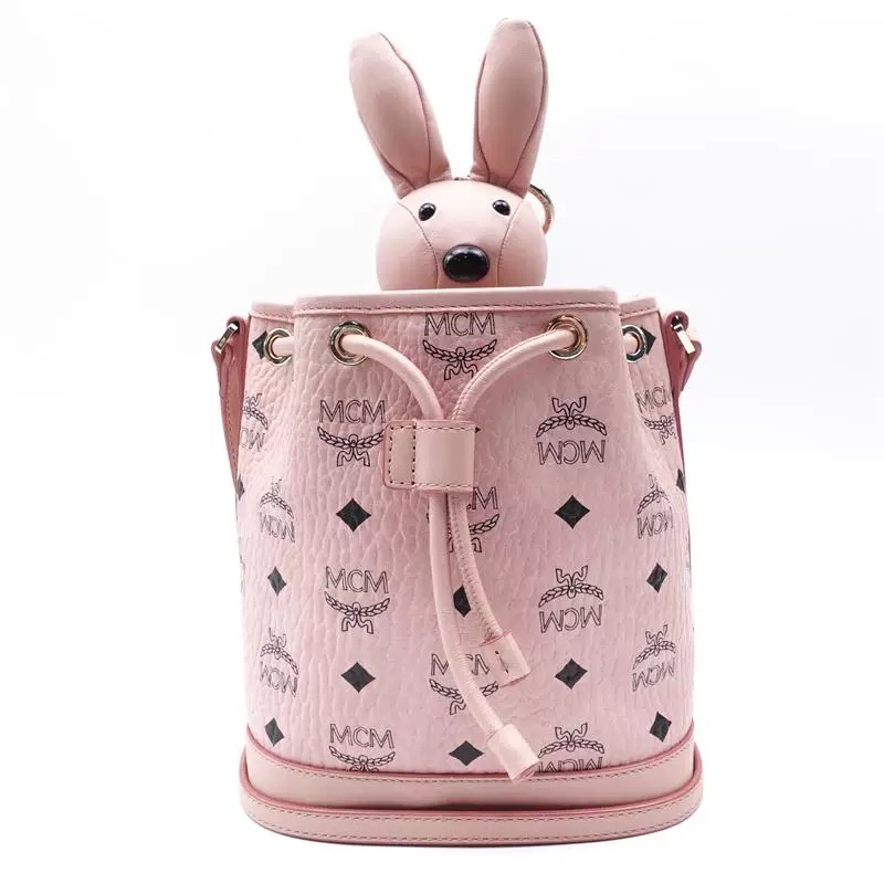 Authentic MCM Rabbit Bucket Crossbody Sling Pink Bag