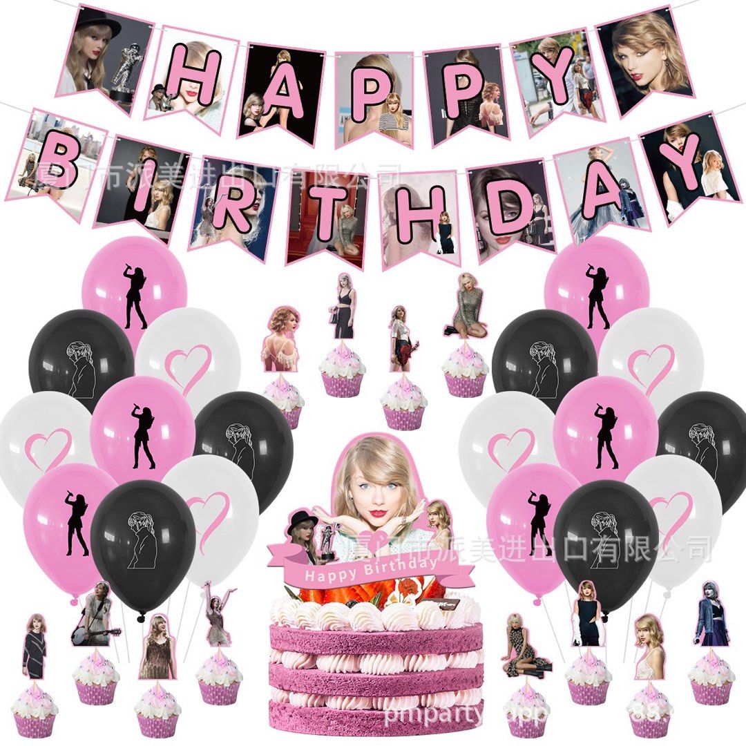 Taylor Swift Happy Birthday Decorations, Banner, Cake & Cupcake Topper,  Balloons