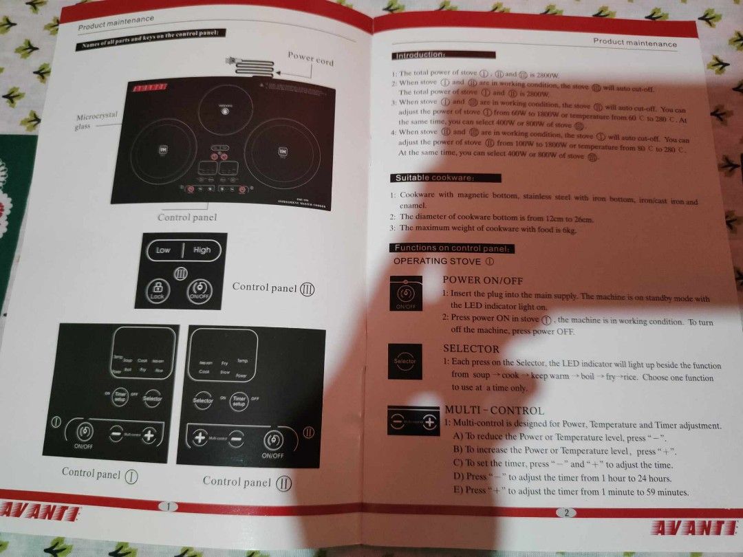 AVANTI U.S.A. INDUCTION COOKER, TV & Home Appliances, Kitchen