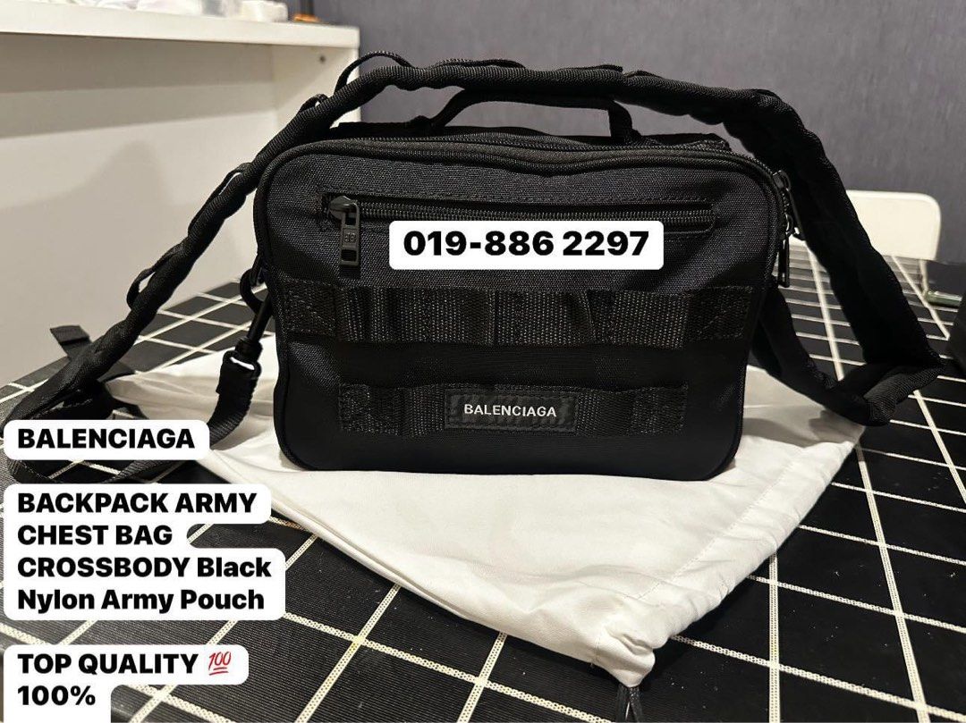 BALENCIAGA ARMY CHEST BAG CROSSBODY Black Nylon Army Pouch