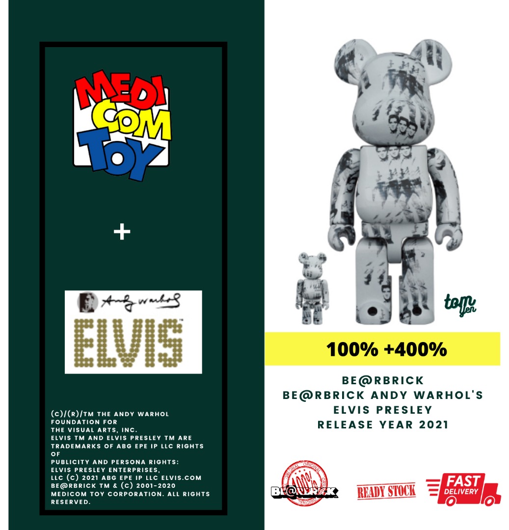 Ready Stock) Bearbrick BE@RBRICK BE@RBRICK Andy Warhol's ELVIS ...