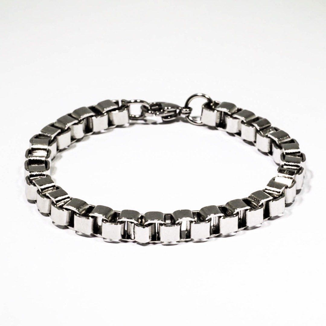 Mens black chain bracelet top