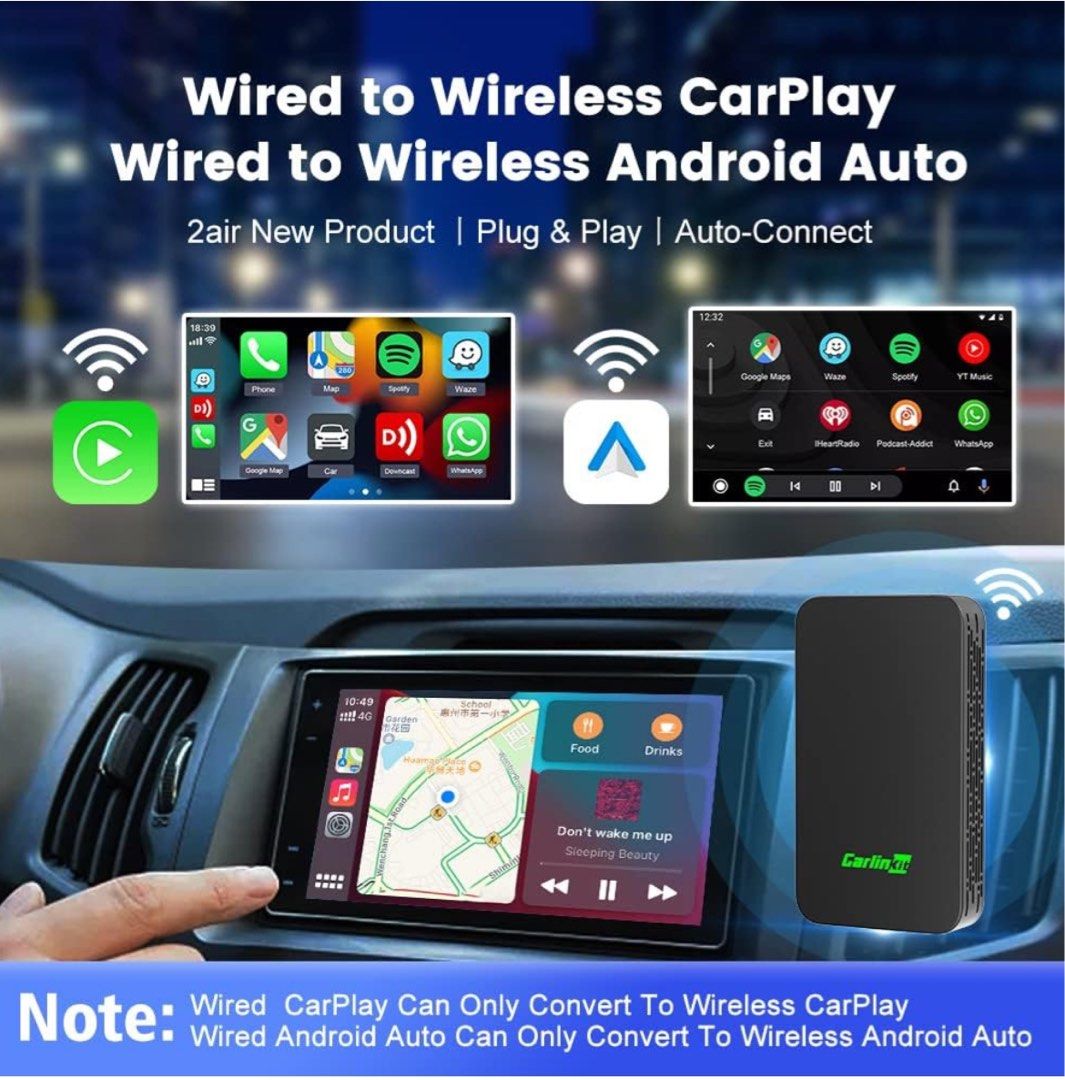 全新) Carlinkit (CPC200-2AIR) WIRELESS CARPLAY ANDROID AUTO WIRELESS BOX TWO-DUAL  ADAPTER 2-CHANNEL WORK WAZE SPOTIFY 5.8GHZ WIFI BT SIRI GPS AUTO～汽車配件,  汽車配件, 電子配件- Carousell