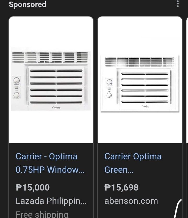 Carrier Optima 0.75HP Window Type Aircon with Timer not Samsung Condura
