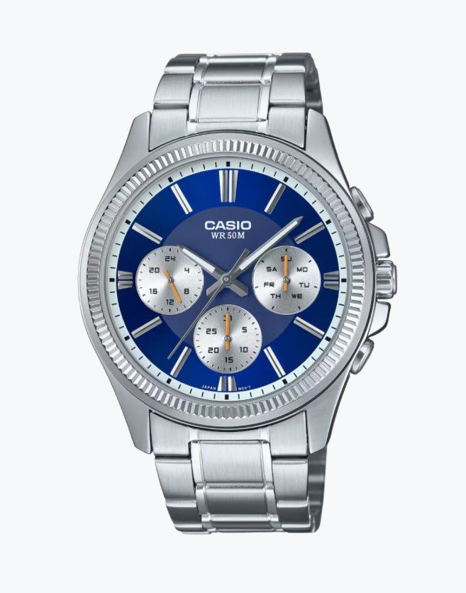 Casio enticer white dial men's watch outlet