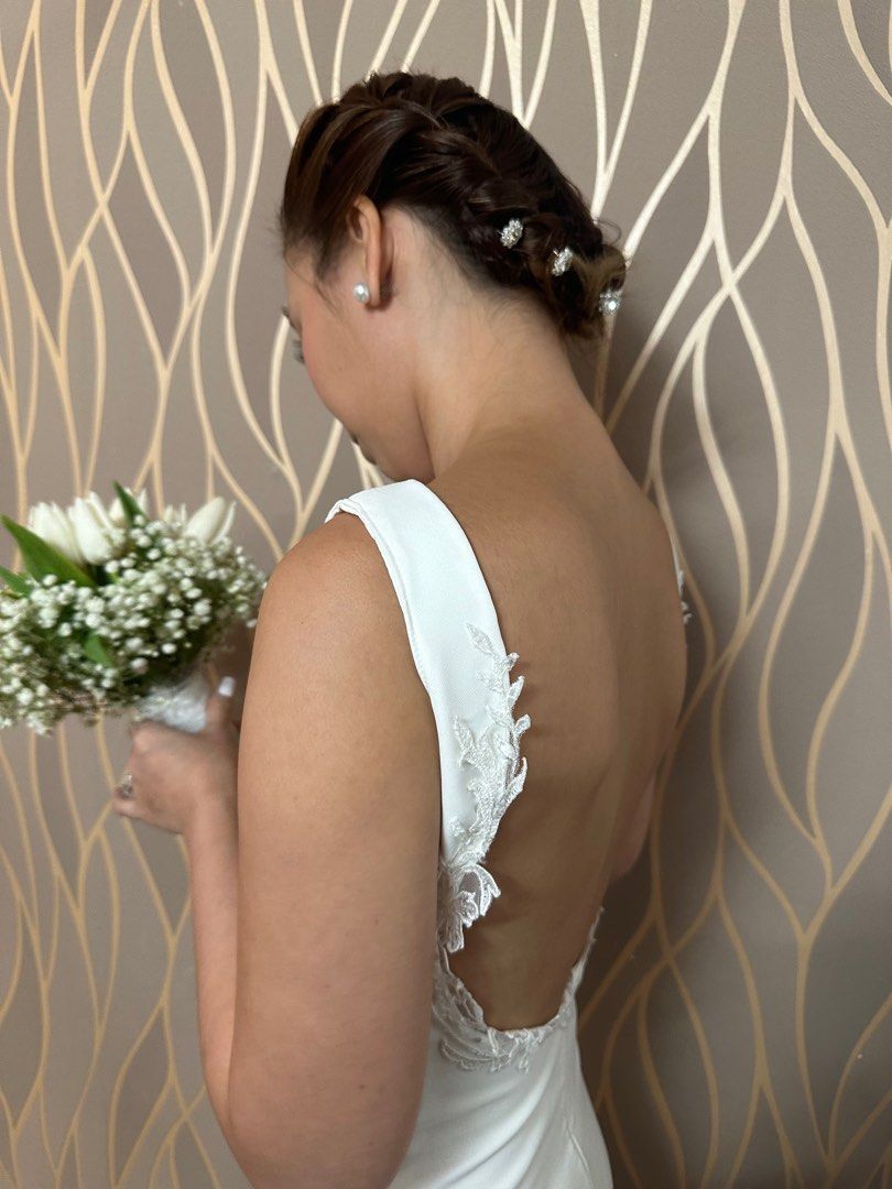 Civil Wedding Dress (Category: Evening dresses & gowns) located in Quezon City. Submitted by __decluttering (Listing ID 1280075135, Image 2). Description: Custom made Fits small-semi medium frame.