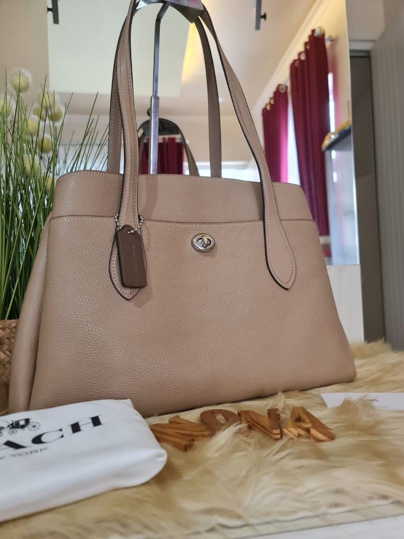 Coach lora carryall taupe on sale