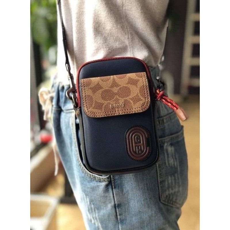 Coach Pacer Convertible Pouch In Colorblock Signature Canvas With Coach Patch Men Crossbody Sling Phone Shoulder Bag