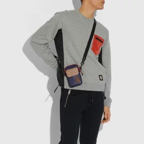 Coach Pacer Convertible Pouch In Colorblock Signature Canvas With Coach Patch Men Crossbody Sling Phone Shoulder Bag