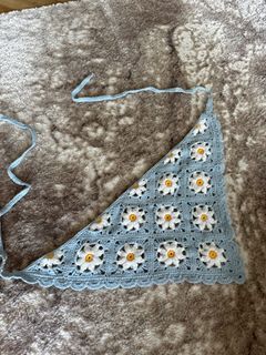 Crochet Bandana Blue Sunflower