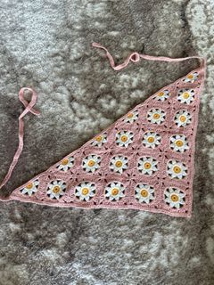 Crochet Bandana Pink Sunflower