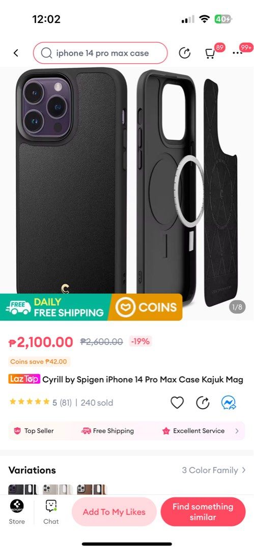 Cyrill by Spigen Iphone 14 Pro Max Case Kajug Mag (Category: Cases & Sleeves) located in Manila. Submitted by ytrewq54321 (Listing ID 1280242942, Image 1). Description: Brand new and sealed.