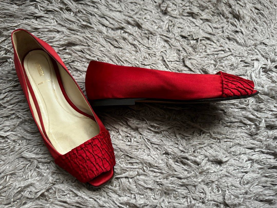 Red deals satin flats