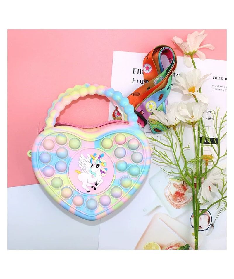 Fidget Sling Wallet/Bag Silicone Heart Unicorn Design for Kids Girls ...