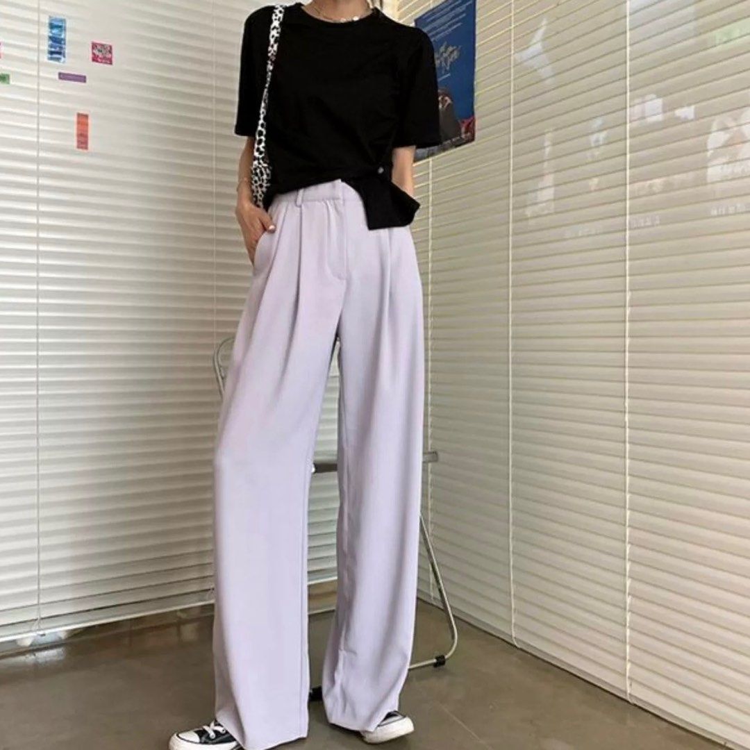 Women's Casual Wide Leg Pants High Waisted Self Tie Belted Straight Long  Loose Palazzo Work Trousers Dress Pants Womens Clothes 