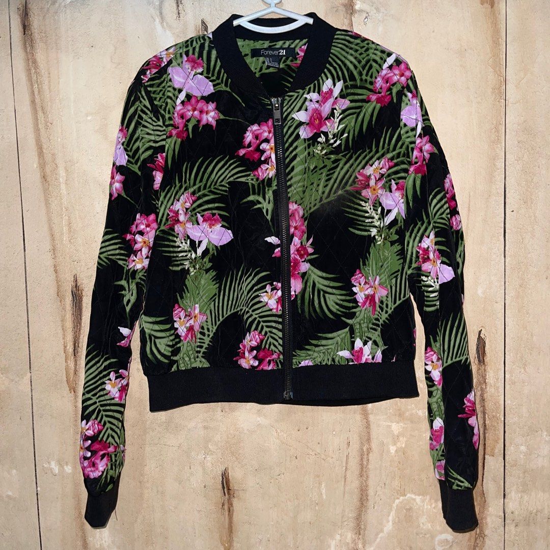 Forever 21 floral bomber jacket clearance