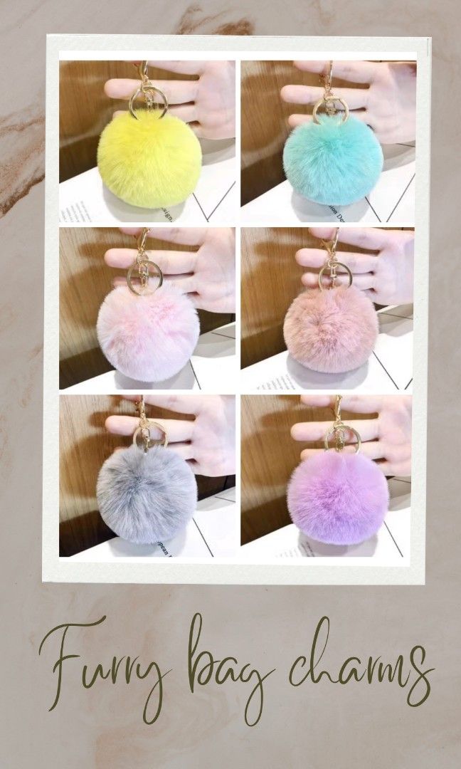 Furry Bag Charm Fluffy Keychain Fur Ball Cute Pendant