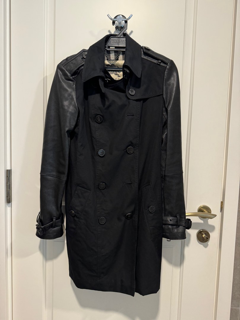 Burberry trench coat shop with leather sleeves