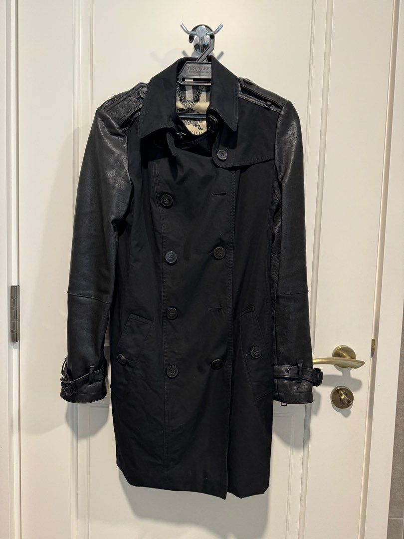 Genuine Burberry Trench Coat with leather sleeves Luxury Apparel on Carousell
