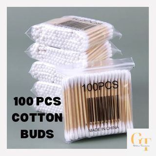 [GOLDEN] 100pcs Double headed cotton buds / cotton swab wooden handle