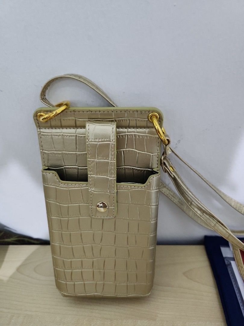 Golden sling pouch Women s Fashion Bags Wallets Purses