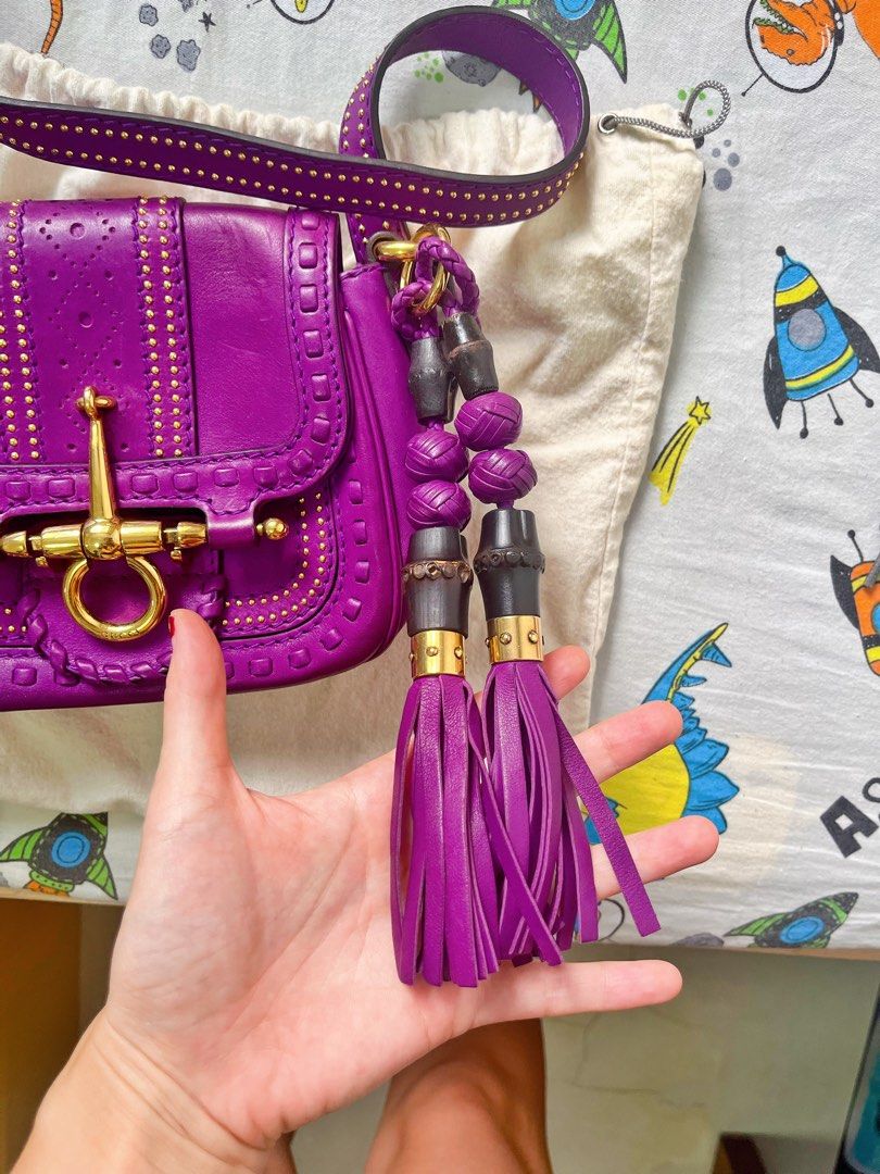 Gucci purple crossbody bag shoulder bag fringe bag Women s