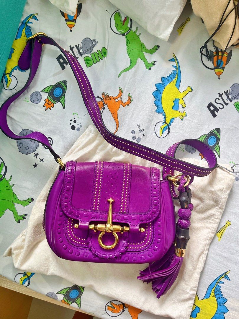 Gucci purple crossbody bag shoulder bag fringe bag