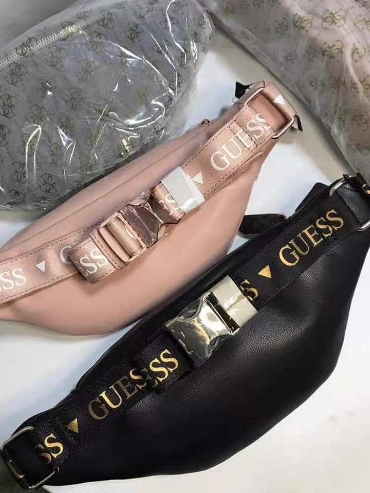GUESS BELT BAG (BLACK AND LIGHT PINK), Women's Fashion, Bags & Wallets
